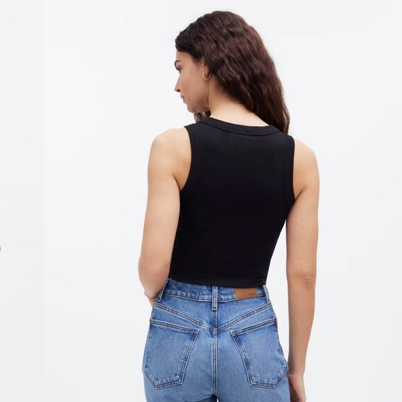 Madewell Supima Rib Crop Tank Black Size XS - Picture 8 of 9